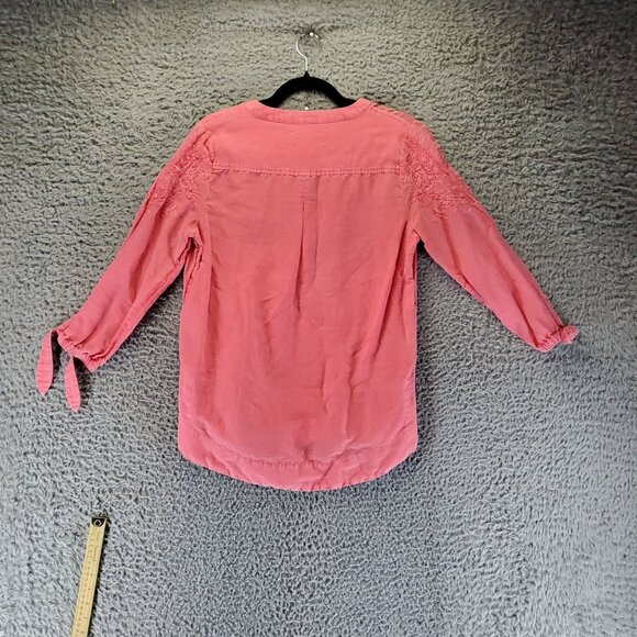 Vineyard Vines Top Womens Small Pink Linen/Cotton Blend 3/4 Sleeve Blouse - Picture 7 of 8